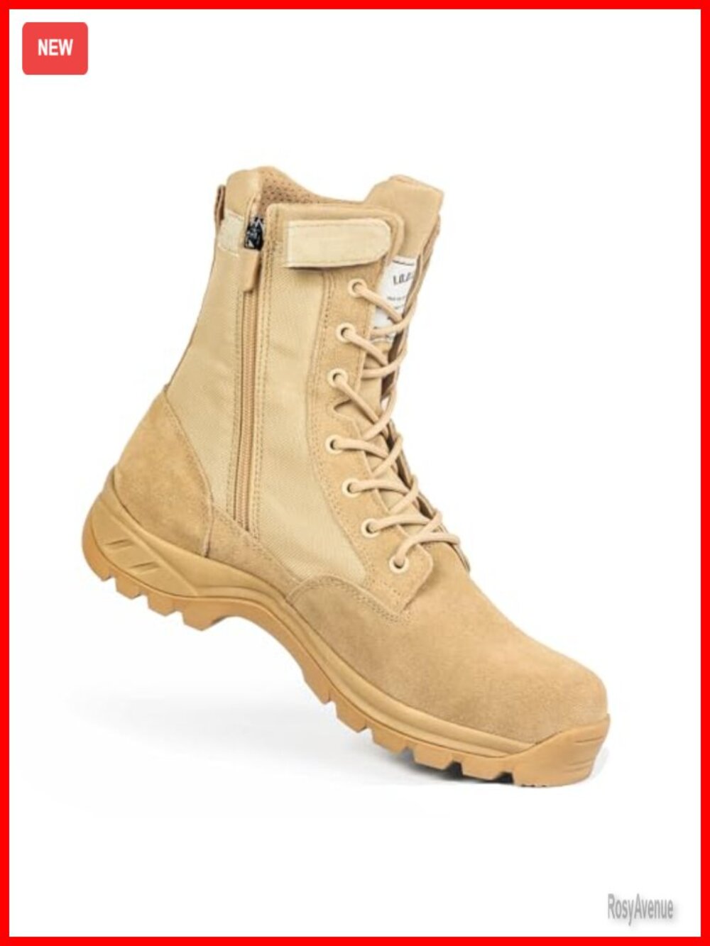 Military Tactical Work Boots with Side Zipper, Puncture Resistant, 8 Inch